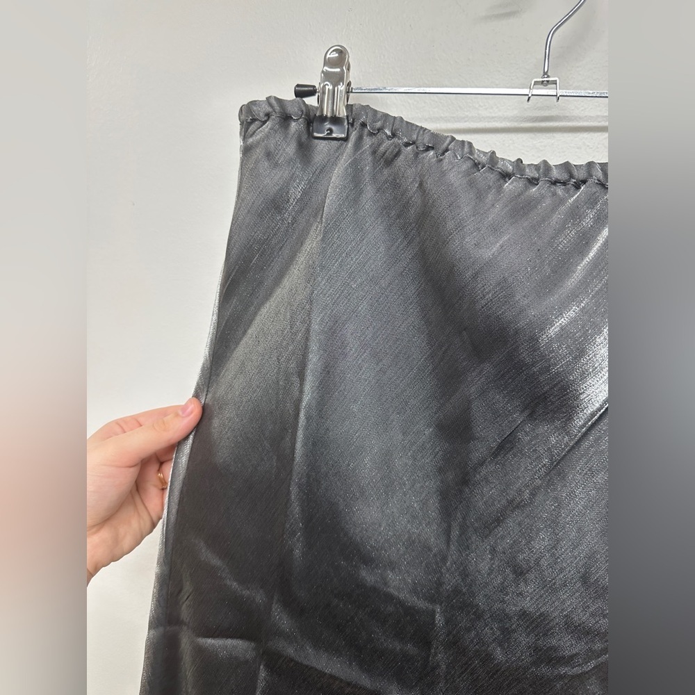 Max Studio Metallic Satin Skirt - Silver - NWT - Picture 9 of 10